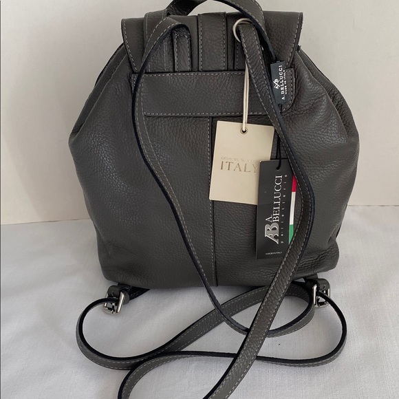 a bellucci leather backpack A. Bellucci Gray Soft Leather Backpack Italy Milan Purse